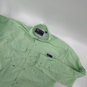 Spicy Tuna‎ Men's Large Green Vented Button Down Shirt Nylon Outdoor Fishing